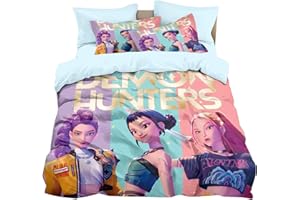 CHANGYUE K Pop De-mon Hu-nter Bedding Duvet Cover Single Sets Soft Bedding Quilt Cover with 2 Pillowcases De-mon Hu-nter Beddings Merch Gift for Girls Fan