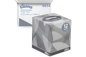 Kleenex Caja de Pañuelos Cúbicos 8834, 2 Capas, Suaves y Resistentes, Sin Fragancia, 12 Cajas x 88 Hojas (1.056 total)