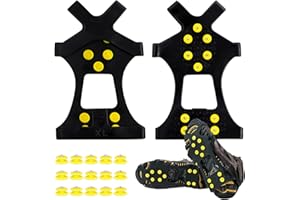 HPBAGGY Ramponi Antiscivolo, Ramponi per Scarponi con 15 Chiodi da Neve di Ricambio, Ramponi da Ghiaccio, Ramponi per Scarponi da Montagna, Adatto per Gli Sport Invernali All'Aperto
