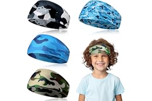 IHLOOTD Cinta Deporte Elástica para El Pelo 4 Piezas Diadema Deportiva Niño Cinta Sudor Cabeza Diadema Verano Colores para Deportes Al Aire Libre, Accesorios Correr, Ciclismo