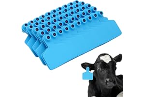 BREUAILY 100Pcs Blank Cow Ear Tags TPU Oversize Big Livestock Ear Tags Farm Livestock Identification Card Animal Earring Marker Tags for Cattle Cows Goats Sheep Pigs (Blue)