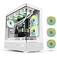 Darkflash DPX90 ATX/M-ATX/M-ITX Gaming Pc case With 3 ARGB Fans, 270 Panoramic Pillarless Design, Tempered Glass Panels, Supports 360mm Radiators, USB Type-C Included Gaming Case (White)