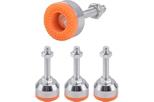 SPDYCESS 4 szt. Regulowane Nóżki do Mebli, M10*50mm Gwint o Dużej WytrzymałościStal Węglowa Stopka Poziomująca Nastawiacz Niwelator Buforowanie Protektor Podłogowy Redukcja Hałasu dla Maszyna Tabela Meble Stopy