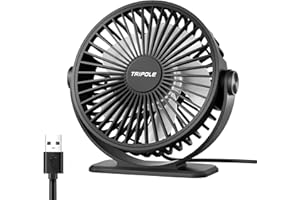 TriPole Ventilator Leiser, Mini Ventilator mit 3 Geschwindigkeiten, USB Tischventilator Leistungsstarker Tragbarer mit 360° Neigung, Fan klein für Einsatz Büro, Schlafzimmer, Reisen