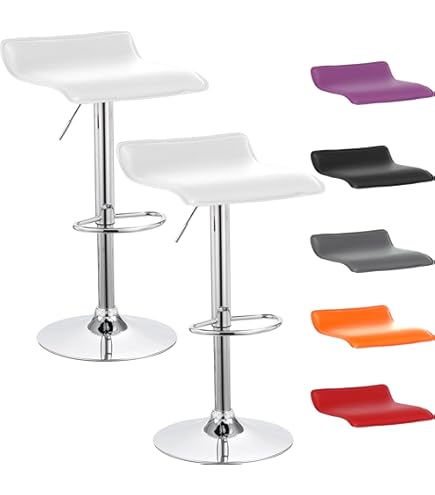 Sgabello Bar Girevole Regolabile Baroni Home - Altezza 59-79cm, Seduta In Plastica, Base Cromata Con Poggiapiedi - Foto 10