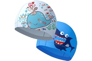 2 st barn badmössa, vattentät badmössa för barn med delfin och påfågelblå, barnbadmössa för simning, hav, pool, badkar