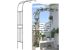 WALISK Arche de Jardin Demi-côté, tonnelle de Jardin Robuste, Cadre en Acier, Demi-Arc pour Plantes grimpantes, Roses