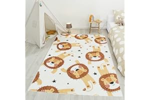 Nazar Tapis Chambre Enfant, Tapis Bébé, Tapis Enfant pour Fille et garçon à Motifs Dinosaure, Carte du Monde et Animaux (748 Beige, 80x150 cm)