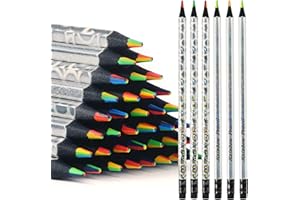 nsxsu 12 Pieces 7 in 1 Rainbow Coloured Pencils, Wooden Rainbow Pencils for Kids, Fun Pencils Multi colour Pencil Art Supplies for Adults Drawing Colouring Sketching, Classroom Gifts, Pre-sharpened
