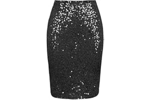 Minetom Donne Gonna A Tubino con Paillettes Alta Vita Glitter Bodycon Gonne Midi Gonna da Cocktail Club Festa Sera Skirt