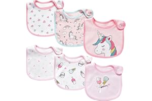 OAYGAT 6 Packs Baby Bibs Newborn Dribble Bibs Cotton Soft and Absorbent Baby Bandana Drool Bib with Adjustable Snaps Breathable Feeding Teething Bib for Unisex Girl Boy Infant Toddlers Newborn 0-24 Months