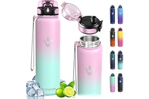 VIKASTAR Vikaster Borraccia Termica, 500ml Senza BPA, Thermos per Bevande Calde, Senza Perdite, Borraccia Bambini, Acciaio Inox, Borraccia per Adulto, Scuola, Palestra, Ciclismo