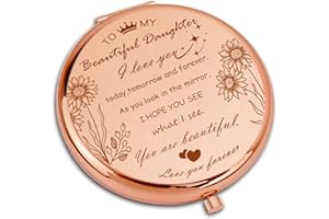 AmiCera for Daughter - Compact Pocket Makeup Mirror, Girl Inspirational Gift Daughter Birthday Gifts, Gift for Daughter Encouragement Graduation Gift Travel Makeup Mirror for Her
