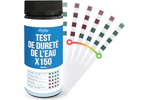 MILYTEC 150 Bandelettes Tests TH Eau Potable – Kit Analyse Dureté de l’Eau Calcaire – Testeur TH Adoucisseur, Aquarium, Piscine – Mesure Facile avec Languettes Précises – °f (FR), °dH (DE), ppm