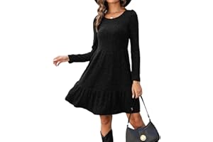 Zetieny Vestito Casual Donna Abito in Maglia a Maniche Lunghe con Scollo Rotondo Pullover Tinta Unita Autunno e Inverno