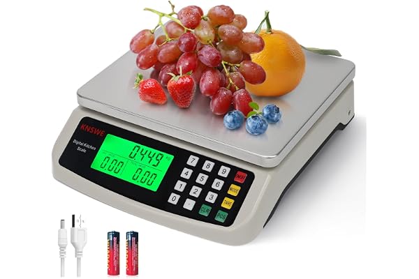 KNSWE Balance de Cuisine Professionnelle 40kg Grande Balance Alimentaire Electronique Numérique de Précision 1g Acier Inoxydable et Comptage Tare Fonction Balance Aliments pour Charcuterie
