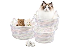 MDDK DY Lot de 3 paniers de rangement en corde de coton tressé, paniers de rangement pour pentes et étagères, paniers de rangement empilables et multi-usages