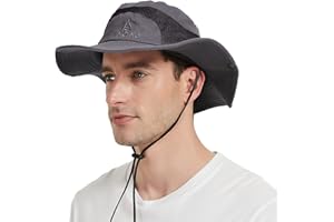 BIGOCO Mens Sun Hat UV Protection Cotton Safari Hat,Summer Wide Brim Fishing Bucket Foldable Garden Hiking Boonie Hat
