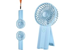 Wastou Ventilatore Portatile, Mini Ventilatore Silenzioso Ricaricabile Tramite USB, Piccolo Ventilatore Personale a 4 Velocità, Ventilatore da Tavolo a Batteria per Viaggi in Ufficio (Light Blue)