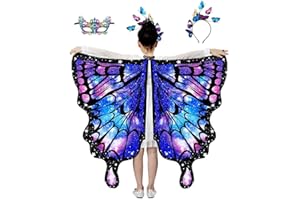 SHENGOU Ali Farfalla Bambina, Mantello e Ali Per Ragazze, Carnevale Fata, Festa Danza Spettacolo Halloween