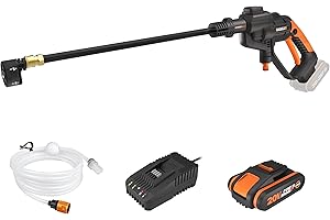 WORX Hidrolimpiadora a batería Hydroshot 20 V WORX, PowerShare, WG620E, 1 batería 2Ah, portátil, Color Negro y Naranja