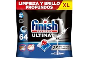 Finish Powerball Ultimate All in 1 Pastillas para el lavavajillas, eficaz contra manchas resecas, 64 pastillas