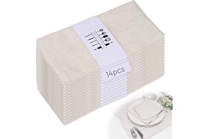 LALAGO 14 unid. 40 * 40cm Servilletas de Tela Beige, Servilleta de Lino Lavables a Máquina Cómodas y Reutilizables, Decoración de Mesa de Cocina y Algodón para Boda Cumpleaños Cafetería Restaurante