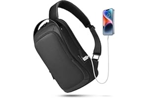 HEROIC KNIGHT Bolso Pecho Hombre Bandolera Cruzado Bolso de Hombro 9.7" Bolso de Trabajo con USB Mochila de Hombro Práctico Paquete Impermeable para Bolso de Ocio para Viaje Deporte Oficina-Negro