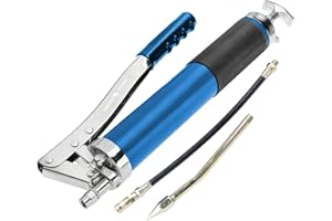 HÖGERT TECHNIK Pistola de engrase 10000 PSI, manual 600 g, con palanca y tubo de presión, dosificación precisa, manguera para lubricación sencilla