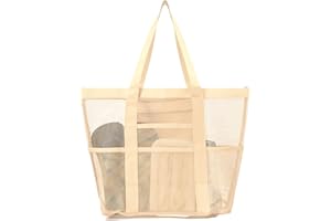 ALMLWIAJ Large Mesh Beach Bag for Women XXL Tote, Foldable Waterproof Mesh Handbag with Zip Pocket for Beach Gym Pool School Shopping Swimming Travel Daily