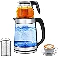 VAODO 2 in 1 Electric Kettle, 2.2L Electric Kettle +0.8L Glass Tea Maker, Turkish Electric Tea Maker, Stainless Steel Double Teapot with Washable Filter, Removable, Flat Surface