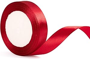 YAAVAAW 22m x 20mm Wide Dark Red Ribbon Thick Red Christmas Ribbon for Gift Wrapping, 4/5 inch Thick Burgundy Satin Ribbon for Christmas Cake Present Xmas Gift Wrapping Bow Bouquet Crafts Decorations