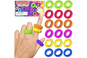 Fidget Sensory Rings for Autism, SMALL FISH 18 Pack Fidget Ring Sensory Finger Toys for Kids Adults - Anxiety Relief Toy Fidget Finger Rings for ADHD Class
