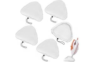 SIMDAO 5pcs Steam Mop Pads,Universal Triangular Microfiber Cleaning Cloth Replacement Mops Covers Compatible with H2O X5 Steam Mop, White Cleaning Pad for HD,Vax S2,Viledas Steam Mop Handheld Steam Cleaner