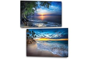 AIKEWO 2 Pack Diamond Painting Kits，5D DIY Sunset Ocean Beach Diamond Painting Kits for Adults-Full Round Drill Crystal Rhinestone Arts and Gem Art Painting with Diamonds for Home Wall Decor12X16Inch