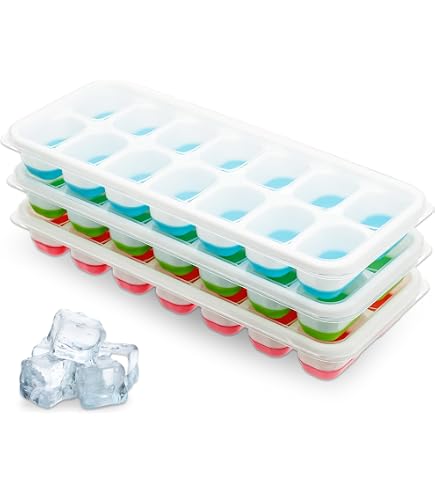 ZUIMENG Ghiaccio Stampo con Coperchio, Cubetti di Ghiaccio Stampi Silicone Senza BPA, Porta Ghiaccio per freezer Impilabile per Cocktail, Whisky, Vino, Puree di Frutta (Verde, 4 Pezzi