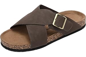 ARRIGO BELLO Sandales Homme Cuir Confortable Pour Hommes Mules Antidérapantes Sandale Extérieur Réglables Bande Métallique Taille 41-46
