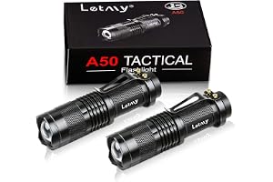 LETMY Pack of 2 Small LED Torches, 300 Lumens Super Bright Mini Torch Battery Powered with 3 Modes and Adjustable Focus for C