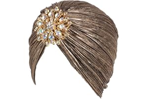 ULALAZA Chemo nakrycia głowy turbany nakrycia głowy czapki z rakiem czapki do spania płaska czapka naturalne włosy głębokie złoto, Głębokie złoto, Rozmiar uniwersalny