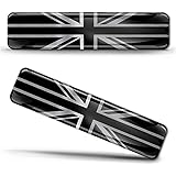 Biomar Labs® 2 x 3D Domed Silicone Silver Stickers Decals England UK Union Jack National United Kingdom Great Britain Flag Ca
