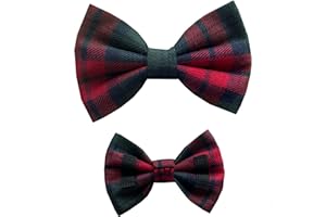 DOD.I_BOUTIQUE Papillon per cani, in tessuto scozzese, accessorio per collare, realizzato a mano nel Regno Unito (rosso e verde)