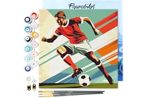 Figured'Art Mini Peinture par Numéro Adulte 20x20cm avec cadre Affiche sportive Football - Petit Format Kit de Loisir Créatif DIY Numéro d'Art Complet