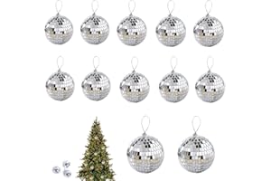Taicols 12 Stück Discokugel Spiegelkugel, Disco Spiegel Ball, Silber Spiegelkugel zum Aufhängen, Discokugeln Deko für Weihnachtsbaum Dekoration, Party, Hochzeit, Home, Lichteffekt (3cm)