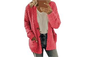 WILLBEST Vestes Longues pour Mode Féminine Tricot Boho Long Patchwork Manteau Cardigan Poches Pull Avant Coûts pour Femmes