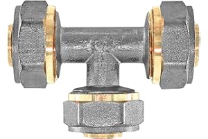 MegaHaustechnik T Stück für 16,0 x 2,0 mm Rohr Außendurchmesser x Wandstärke Mehrschicht Aluminium Verbundrohr Schraub Fitting aus Messing mit Klemmring Verschraubung Kupplung Verbinder 90° Abzweig