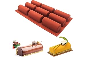 XCSJ Rechteckige Silikonform, 9 Mulden, Lange Streifen Mousse Silikonform, Müsliriegel Backform für Schokolade, Energieriegel, Eiswürfel, Muffins, Brownies, Kuchen und Seife