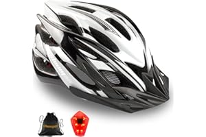 Shinmax Bicycle Helmet with Safety LED Light, CE Certified Bike Helmet Adjustable Mountain & Road Cycle Helmet for Men Women Adult Cycling Helmet with Detachable Visor Backpack Lightweight MTB Helmet