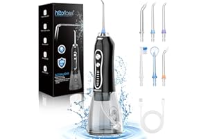 Idropulsore Dentale Portatile H2ofloss, Irrigatore Orale Senza Fili con 5 Modalità e 6 Ugelli, Ricaricabile Impermeabile IPX7, Idropulsore da 300ml per Casa e Viaggio