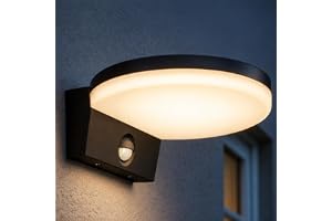 MIRATIC Vägglampa Utomhu med Rörelsedetektor Räckvidd 9m Neutralvit 4000K LED-utomhu 1300lm 15W Utomhusbelysning Terrass Träd