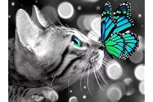 KAYLJIE Diamond Painting, DIY 5d Diamant Painting Kinder Bilder Erwachsene groß, Diamond Painting Katze Katzen Kinder Set Diamant Malerei Kits Mosaikherstellung für Home Wand Décor (40x30cm)